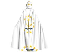 SamLng Rhode Island State Flag Hooded Cloak â€“ Adult Role Play Costume Cosplay â€“ Perfect for Christmas, Wizard, Magician Themed Parties