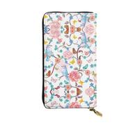 SamLng Romantic Fancy Floral Birds Butterfly Print Leather Long Clutch Wallet for Women â€“ Fashionable, and Lightweight Waterproof Leather Wallet, Black, One Size