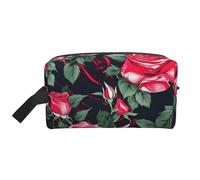 SamLng Rose Flower Floral Print Travel Toiletry Bag - Cosmetic Makeup Pouch for Men and Women, Portable Organizer for Daily Use, White, One Size