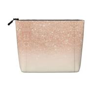 SamLng Rose Gold Faux Glitter Versatile Toiletry Organizer - Fake Hemp Makeup Bag – Reusable Cosmetic Bag with Zipper Pouch, Black, One Size