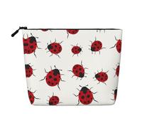 SamLng Seven Star Ladybird Versatile Toiletry Organizer - Fake Hemp Makeup Bag â€“ Reusable Cosmetic Bag with Zipper Pouch, Black, One Size