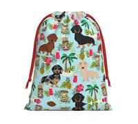 SamLng Small Drawstring Gift Bag - Dog Pineapple Perfect for Christmas, Holiday, & Party Favors - Candy Bags & Treat Sacks