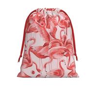 SamLng Small Drawstring Gift Bag - Flamingo Perfect for Christmas, Holiday, & Party Favors - Candy Bags & Treat Sacks