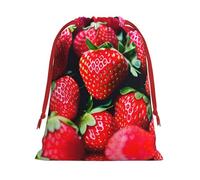 SamLng Small Drawstring Gift Bag - Fresh Strawberry Perfect for Christmas, Holiday, & Party Favors - Candy Bags & Treat Sacks