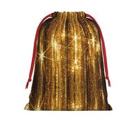 SamLng Small Drawstring Gift Bag - Gold Sequin Sparkle Perfect for Christmas, Holiday, & Party Favors - Candy Bags & Treat Sacks