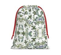 SamLng Small Drawstring Gift Bag - Green Eucalyptus Leaves Perfect for Christmas, Holiday, & Party Favors - Candy Bags & Treat Sacks