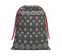 SamLng Small Drawstring Gift Bag - Grey Tribal Perfect for Christmas, Holiday, & Party Favors - Candy Bags & Treat Sacks