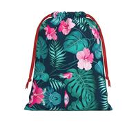 SamLng Small Drawstring Gift Bag - Hawaii Pink Flower Perfect for Christmas, Holiday, & Party Favors - Candy Bags & Treat Sacks
