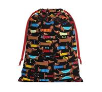 SamLng Small Drawstring Gift Bag - I Love My Dog Dachshunds Perfect for Christmas, Holiday, & Party Favors - Candy Bags & Treat Sacks