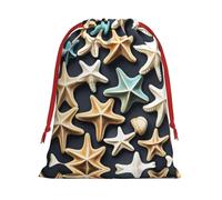 SamLng Small Drawstring Gift Bag - Seashell Starfish Perfect for Christmas, Holiday, & Party Favors - Candy Bags & Treat Sacks