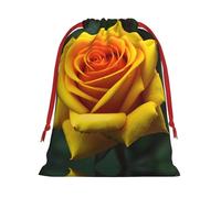 SamLng Small Drawstring Gift Bag - Yellow Rose Picture Perfect for Christmas, Holiday, & Party Favors - Candy Bags & Treat Sacks
