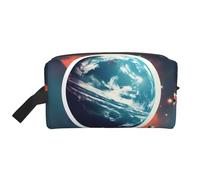 SamLng Space Planet Earth Print Travel Toiletry Bag - Cosmetic Makeup Pouch for Men and Women, Portable Organizer for Daily Use, White, One Size