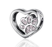 SamLng Sterling Silver Plated Bead Charms, Cat Coffee Cup Rose Flower Animal Bracelet Beads(Coffee Pink Rose)