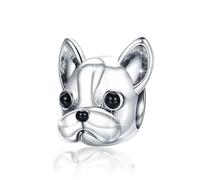 SamLng Sterling Silver Plated Bead Charms, Cat Coffee Cup Rose Flower Animal Bracelet Beads(Dog)