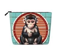 SamLng The silent monkey Versatile Toiletry Organizer - Fake Hemp Makeup Bag - Reusable Cosmetic Bag with Zipper Pouch, Black, One Size