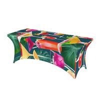 SamLng Tropical Cocktail Print Rectangle Tablecloth â€“ Wipeable, Stretch, Durable, and Stylish Table Cover for Indoor and Outdoor Use