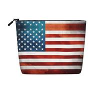 SamLng Vintage American USA Flag Versatile Toiletry Organizer - Fake Hemp Makeup Bag – Reusable Cosmetic Bag with Zipper Pouch, Black, One Size