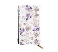SamLng Vintage Beautiful Grape Leaves Print Leather Long Clutch Wallet – Fashionable, Personalized, and Durable Coin Pocket