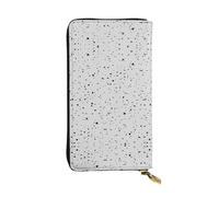 SamLng Vintage Black White Speck Print Leather Long Clutch Wallet â€“ Fashionable, Personalized, and Durable Coin Pocket