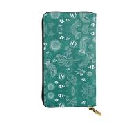 SamLng Vintage Dolphins Flowers Sea Starfish Coral Seashell Print Leather Long Clutch Wallet – Fashionable, Personalized, and Durable Coin Pocket