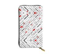 SamLng Vintage I Love You Words with Hearts Print Leather Long Clutch Wallet â€“ Fashionable, Personalized, and Durable Coin Pocket