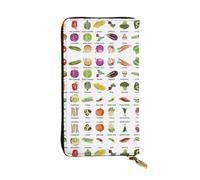 SamLng Vintage Introduction of Various Vegetables Print Leather Long Clutch Wallet – Fashionable, Personalized, and Durable Coin Pocket