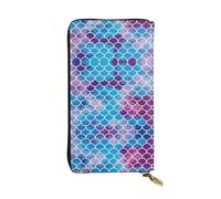 SamLng Vintage Mermaid Fish Scale Print Leather Long Clutch Wallet â€“ Fashionable, Personalized, and Durable Coin Pocket