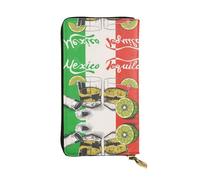 SamLng Vintage Mexico Flag and Tequila Print Leather Long Clutch Wallet â€“ Fashionable, Personalized, and Durable Coin Pocket
