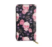 SamLng Vintage Purple Rose Skull Print Leather Long Clutch Wallet â€“ Fashionable, Personalized, and Durable Coin Pocket