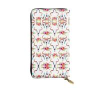 SamLng Vintage Runner Bull Skull Print Leather Long Clutch Wallet – Fashionable, Personalized, and Durable Coin Pocket