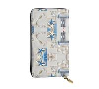 SamLng Vintage Starfish and Lighthouse Print Leather Long Clutch Wallet – Fashionable, Personalized, and Durable Coin Pocket