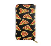SamLng Vintage Tasty Pizza Print Leather Long Clutch Wallet â€“ Fashionable, Personalized, and Durable Coin Pocket
