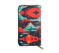 SamLng Volcano Bloom Print Leather Long Clutch Wallet for Women â€“ Fashionable, and Lightweight Waterproof Leather Wallet, Black, One Size