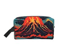 SamLng Volcano Print Travel Toiletry Bag - Cosmetic Makeup Pouch for Men and Women, Portable Organizer for Daily Use, White, One Size