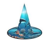 SamLng Whales under the sea Halloween Witch Hat for Adults - Party Hat for Masquerade, Carnival, Cosplay - Pointed Horn Decoration Cap