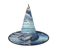 SamLng White clouds over the sea Halloween Witch Hat for Adults - Party Hat for Masquerade, Carnival, Cosplay - Pointed Horn Decoration Cap