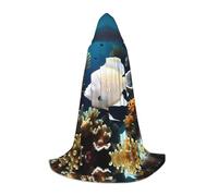 SamLng White-golden fish Hooded Cloak - Role-Play Costume for Teens, Suitable for Cosplay, Christmas, Halloween, Easter, Carnival