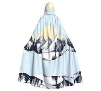 SamLng White Snowy Mountains Hooded Cloak for Adults â€“ Comfortable and Durable Hooded Cape for Halloween, Easter, Carnival, Christmas