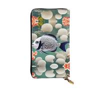 SamLng White Tropical Fish Print Leather Long Clutch Wallet â€“ Personalized, Comfortable & Lightweight with Card Holder, Coin Pocket