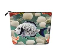 SamLng White Tropical Fish Versatile Toiletry Organizer - Fake Hemp Makeup Bag – Reusable Cosmetic Bag with Zipper Pouch, Black, One Size