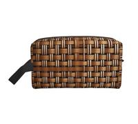 SamLng Wicker Woven Grid Print Travel Toiletry Bag - Cosmetic Makeup Pouch for Men and Women, Portable Organizer for Daily Use, White, One Size