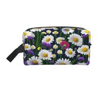 SamLng Wild Flowers and Cornflowers Daisies Print Travel Toiletry Bag - Cosmetic Makeup Pouch for Men and Women, Portable Organizer for Daily Use, White, One Size