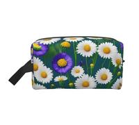 SamLng Wild Flowers and Daisies Print Travel Toiletry Bag - Cosmetic Makeup Pouch for Men and Women, Portable Organizer for Daily Use, White, One Size