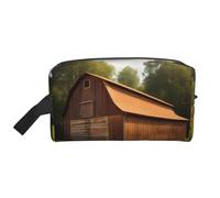 SamLng Wooden Barn Countryside Print Travel Toiletry Bag - Cosmetic Makeup Pouch for Men and Women, Portable Organizer for Daily Use, White, One Size