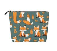 SamLng Yellow fox Versatile Toiletry Organizer - Fake Hemp Makeup Bag - Reusable Cosmetic Bag with Zipper Pouch, Black, One Size