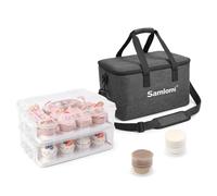 Samlomi Cupcake Carrier With Handle, 2 Tier Cupcake Carrier 24 Muffin Cases Stackable Cake Caddy With Adjustable Compartments, Cupcake Holder With Portable Insulated Bag and 200pcs Cupcake Liners