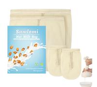 Samlomi Nut Milk Bag 4 Pack Unbleached Bags Reusable Organic Cotton Straining Bags, Milk Nut Bag Mesh Strainer, Cheesecloth Bags (12"X12" & 8"X10" & 2 * 4"X6")