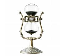 SAMLONG Vintage Hourglass Timer 15 Minute, Bronze Metal Sand Timer, Black | Rotating Embossed Sand Clock Antique Home Décor Wedding Gifts