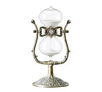 SAMLONG Vintage Hourglass Timer 15 Minute, Bronze Metal Sand Timer, White | Rotating Embossed Sand Clock Antique Home Décor Wedding Gifts