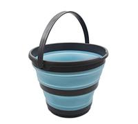 SAMMART 10L Collapsible Plastic Bucket - Foldable Round Tub - Portable Fishing Water Pail - Space Saving Outdoor Waterpot, Size 33cm Dia (10L, Grey/Sea Angel, 1)